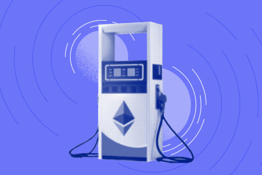 A gas pump with the ethereum logo on it