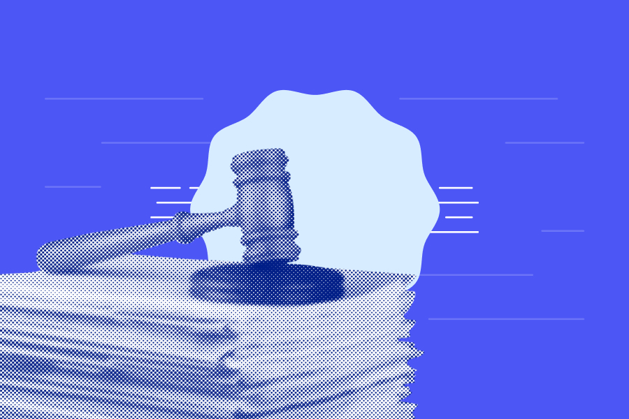 Gavel on a pile of paperwork