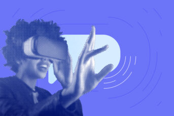 image of woman using VR headset