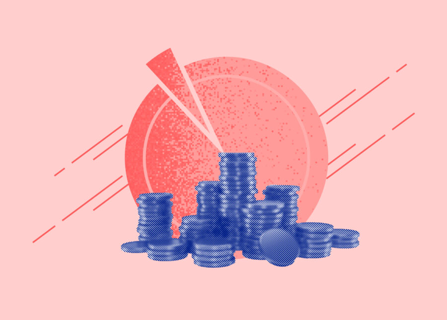 Pie chart showing market cap of coins and crypto