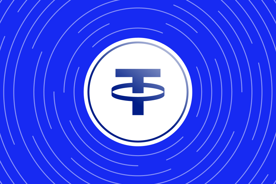 Tether logo on a blue background 