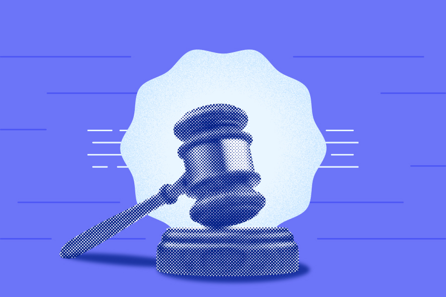 Regulation legal gavel in Luno colours