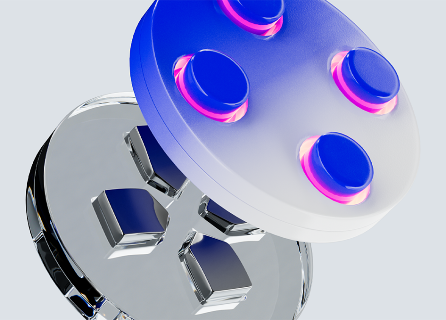 Two circles depicting gaming and crypto converging.