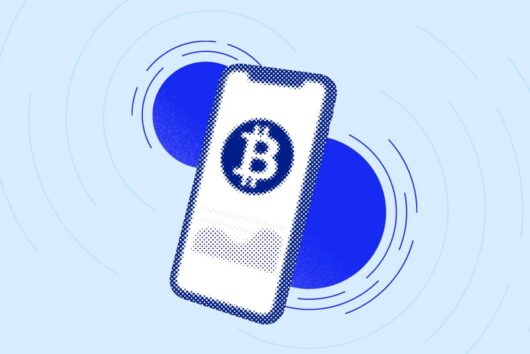 Bitcoin symbol on a phone screen