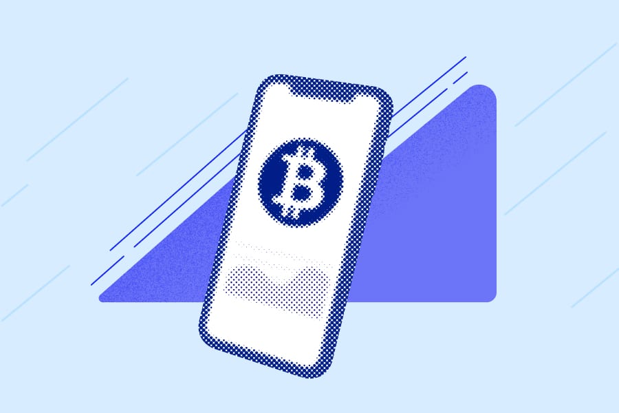 Bitcoin logo on a blue background